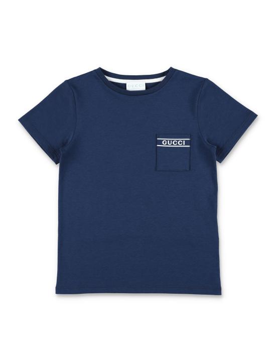 26SS [키즈] 구찌 티셔츠 849686XJHNU 4087 PRUSSIAN BLUE WHITE