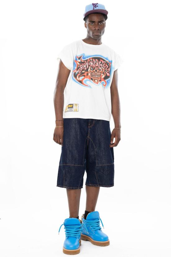 26SS 피디에프 숏팬츠 DFM03043DF201SILVE DARK BLUE Denim - PDF