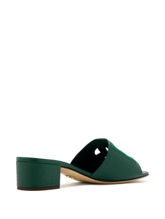 26SS 돌체앤가바나 스웨이드 라인스톤 도핀 카프스킨 뮬 CR1938 A02178S353 Green - DOLCE & GABBANA