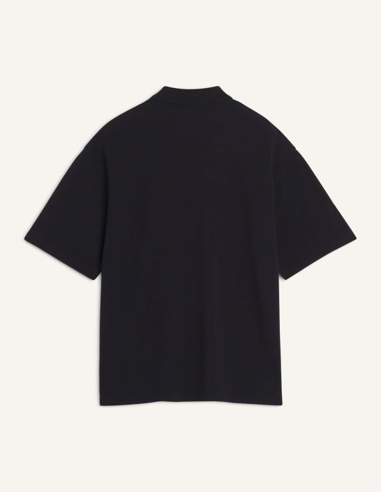 26SS 메종키츠네 폭스 헤드 오버사이즈 폴로 티셔츠 PM00211KP0001P199 BLACK DOM - MAISON KITSUNE