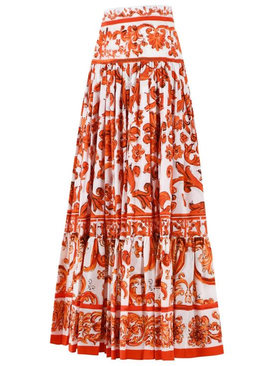 26FW 돌체앤가바나 롱 스커트 F4CX0T GDDRLS9000 Orange - DOLCE & GABBANA