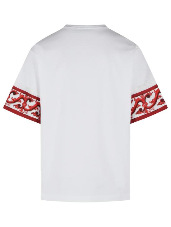 26FW 돌체앤가바나 마졸리카 프린트 코튼 티셔츠 G8SB2T G7P5HI15DQ White - DOLCE & GABBANA