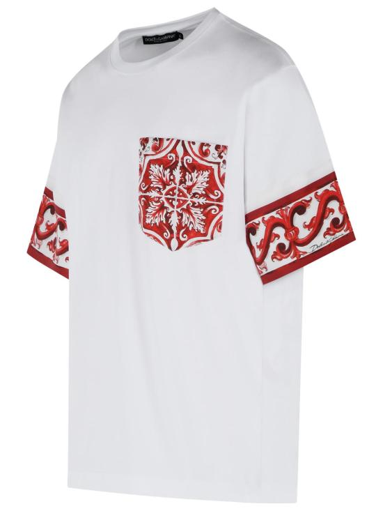 26FW 돌체앤가바나 마졸리카 프린트 코튼 티셔츠 G8SB2T G7P5HI15DQ White - DOLCE & GABBANA