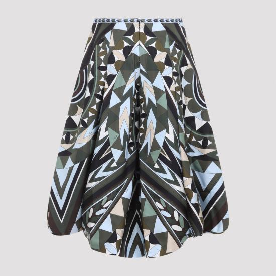 26FW 푸찌 미디 스커트 6HRT06 6H771 040 KHAKI BLUE - PUCCI