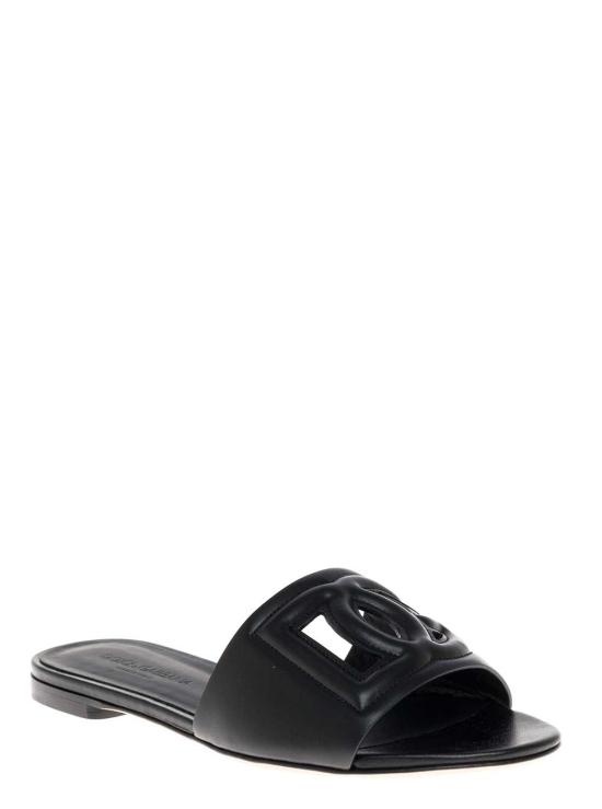 26FW 돌체앤가바나 DG 로고 카프스킨 슬리퍼 CQ0436AY32980999 Black - DOLCE & GABBANA