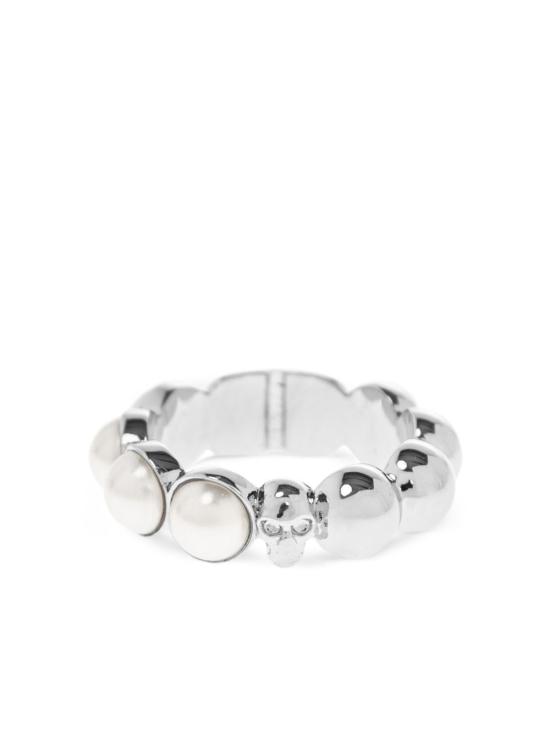 26SS 알렉산더 맥퀸 스컬 & 펄 링 854546J16RP1026 PEARL