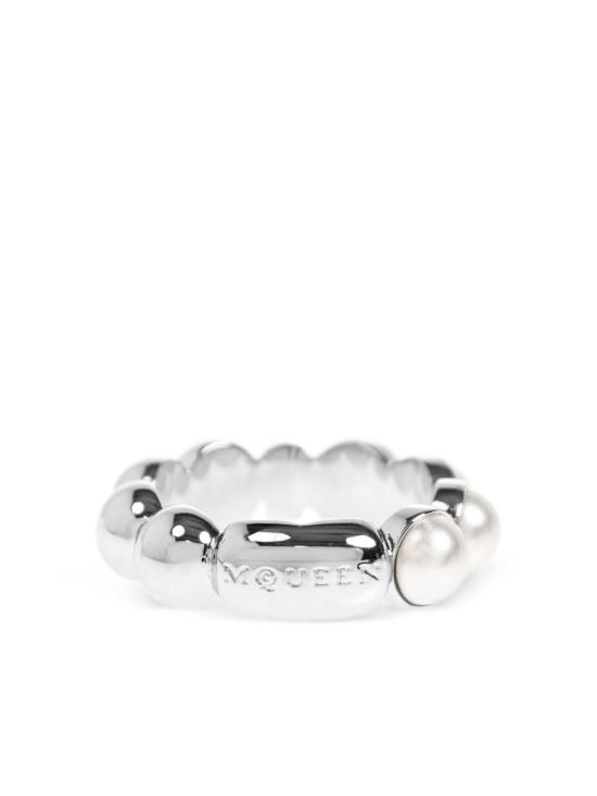 26SS 알렉산더 맥퀸 스컬 & 펄 링 854546J16RP1026 PEARL - ALEXANDER MCQUEEN