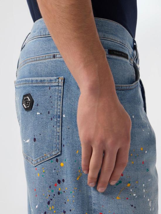 26SS 필립 플레인 데님 숏팬츠 SAFCMDT4300PDE004N 07MY Denim - PHILIPP PLEIN