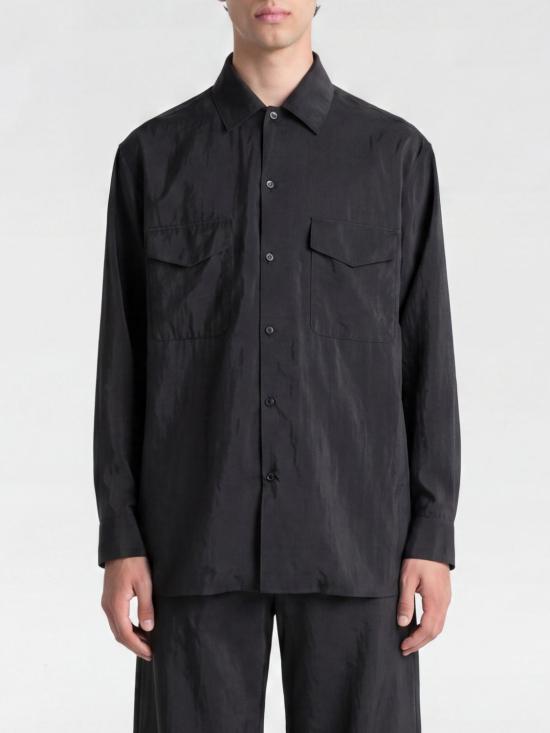 26SS 르메르 드라이 실크 컨버터블 칼라 셔츠 SH1233LF1308 BK999 Black