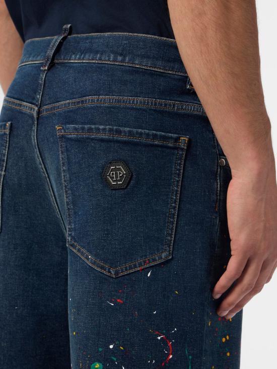 26SS 필립 플레인 데님 숏팬츠 SAFCMDT4300PDE004N 08TB Blue - PHILIPP PLEIN