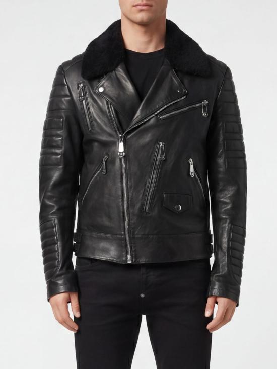 26SS 필립 플레인 바이커 자켓 FAECMLB1981PLE010N 02 Black