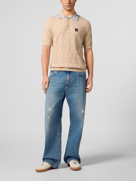 26SS 필립 플레인 폴로 티셔츠 SAFCMKK0322PKN002N 06 Beige - PHILIPP PLEIN
