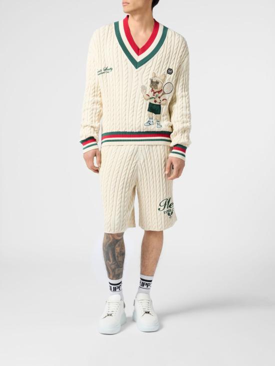 26SS 필립 플레인 스웨터 PAFCMKO1579PTE004N 01OF White - PHILIPP PLEIN