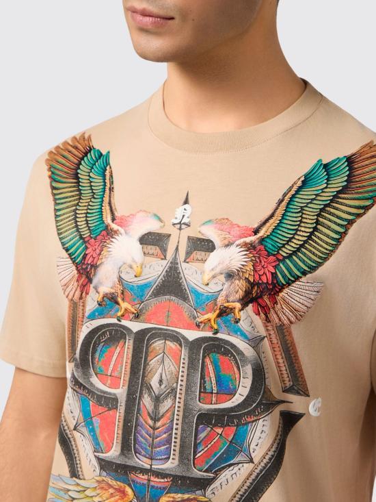26SS 필립 플레인 반팔 티셔츠 SAFCMTK8868PJY002N 06 Beige - PHILIPP PLEIN