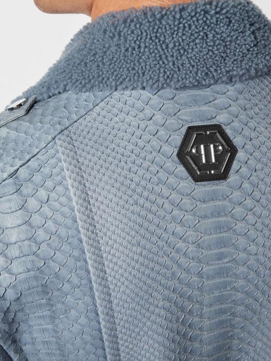 26SS 필립 플레인 바이커 자켓 AABCMLB1629PLE029P 07 Turquoise - PHILIPP PLEIN