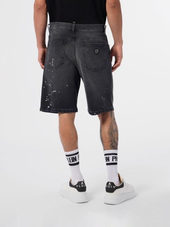 26SS 필립 플레인 데님 숏팬츠 SAFCMDT4300PDE004N 02PN Black - PHILIPP PLEIN