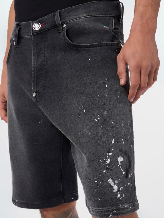 26SS 필립 플레인 데님 숏팬츠 SAFCMDT4300PDE004N 02PN Black - PHILIPP PLEIN