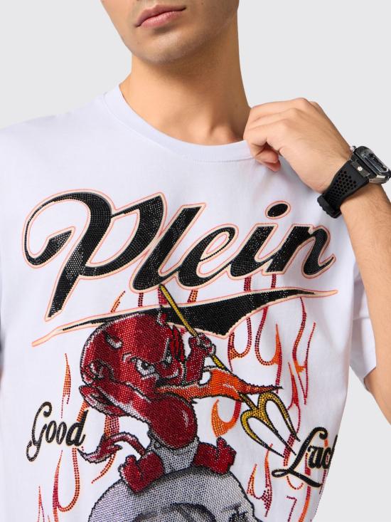 26FW 필립 플레인 반팔 티셔츠 SAFCMTK8667PJY002N 01 White - PHILIPP PLEIN