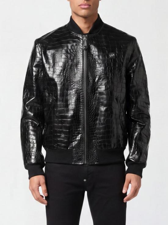 26SS 필립 플레인 가죽 자켓 FAECMLB1988PLE010N 02 Black