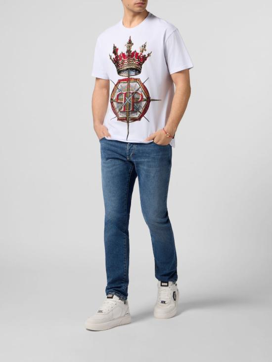 26SS 필립 플레인 반팔 티셔츠 SAFCMTK8863PJY002N 01 White - PHILIPP PLEIN