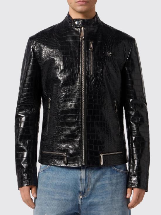 26SS 필립 플레인 가죽 자켓 SAFCMLB2035PLE010N 02 Black