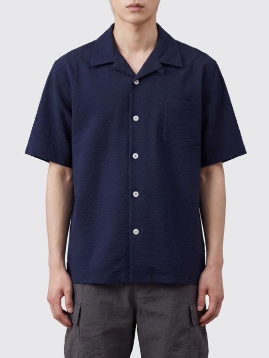 26SS 하울린 반팔 셔츠 COCKTAIL SHIRT CRISPY SEERSUCKER NAVY Blue