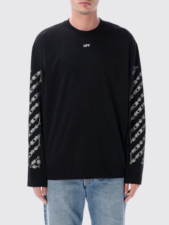 26SS 오프화이트 긴팔 티셔츠 OMAB09CS26JER001 0001 Black