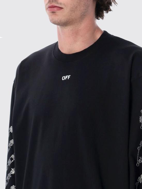 26SS 오프화이트 긴팔 티셔츠 OMAB09CS26JER001 0001 Black - OFF WHITE