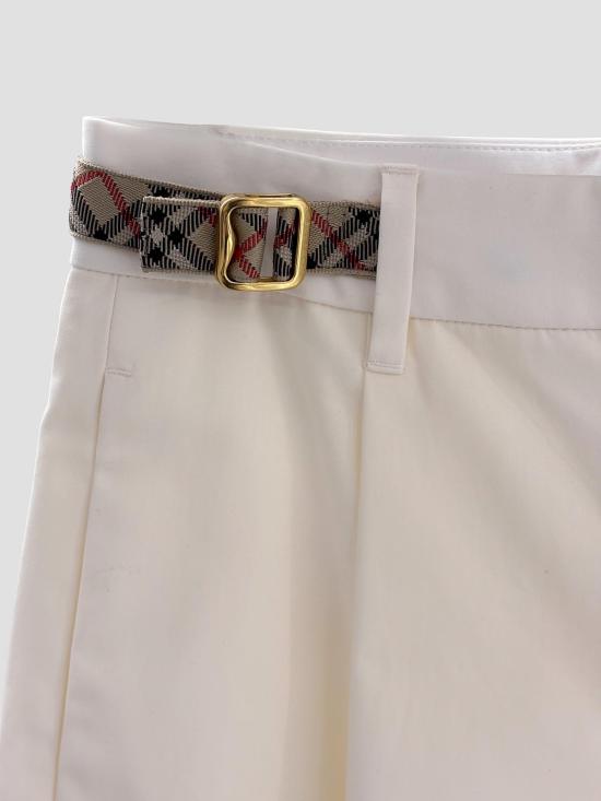 26SS 버버리 체크 트리밍 코튼 포플린 쇼츠 8123385 C5124 SEASHELL WHITE - BURBERRY