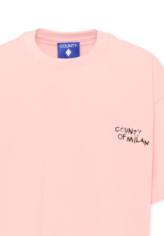 25FW [키즈] 컨트리 오브 밀란 티셔츠 F5CMJGTH096 BW008 PINK - COUNTY OF MILAN