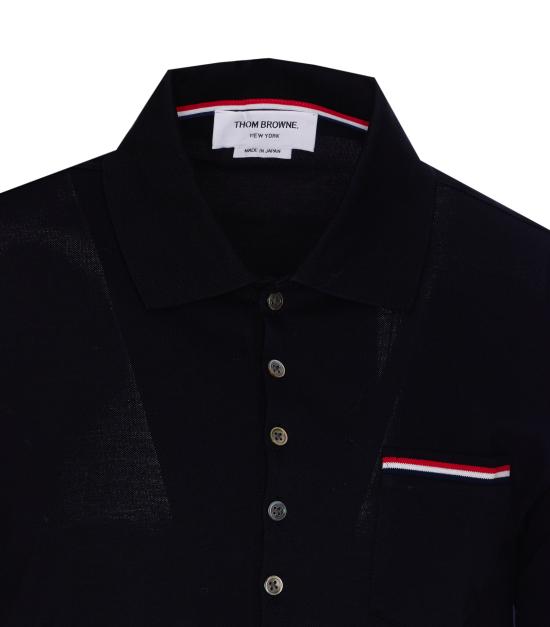 26FW 톰브라운 피케 포켓 폴로 티셔츠 MJP022A 01455415 Blue - THOM BROWNE