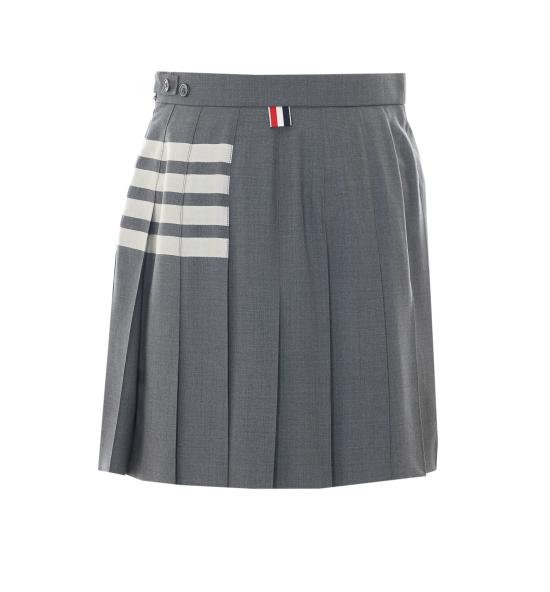 26FW 톰브라운 플레인 위브 미니 플리츠 4바 스커트 FGC402V 06146035 Grey - THOM BROWNE