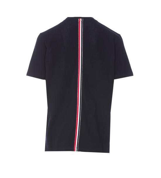 26FW 톰브라운 피케 센터 백 스트라이프 릴렉스 핏 티셔츠 MJS056A 00050415 Blue - THOM BROWNE