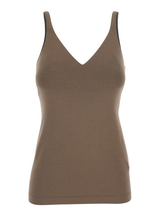 26SS 브루넬로 쿠치넬리 민소매 티셔츠 M0T18BA702C8705 Brown