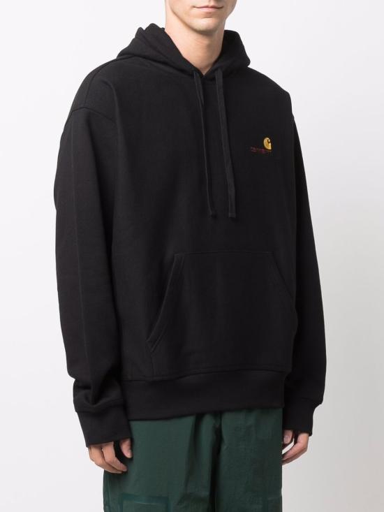 26FW 칼하트 WIP 후드 아메리칸 스크립트 스웨트셔츠 I028279 89XX Black - CARHARTT WIP
