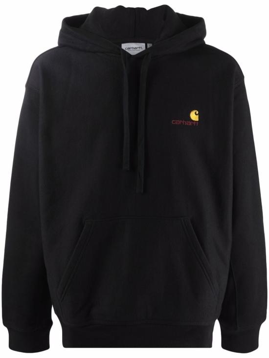 26FW 칼하트 WIP 후드 아메리칸 스크립트 스웨트셔츠 I028279 89XX Black