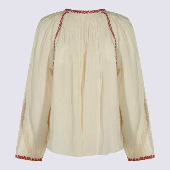26SS 이자벨마랑에뚜왈 블라우스 26PHT0841FA D1J16EBERD BEIGE RED - ISABEL MARANT ETOILE