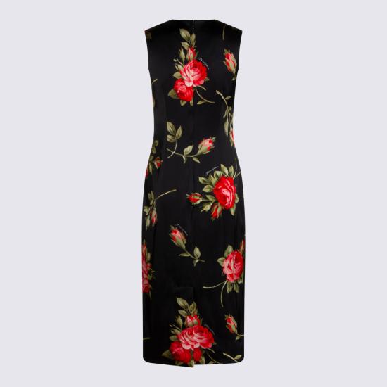 26SS 돌체앤가바나 로즈 부케 프린트 새틴 드레스 F6GAST FSICDHN5ZN ROSE F DO NERO - DOLCE & GABBANA