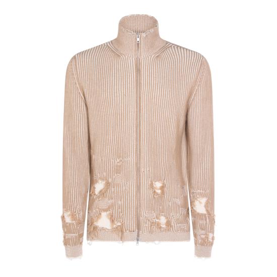 26SS MM6 메종마르지엘라 리브드 니트 카디건 SH0AM0077 M13214961 CAMEL CHALK