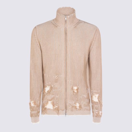 26SS MM6 메종마르지엘라 리브드 니트 카디건 SH0AM0077 M13214961 CAMEL CHALK - MM6 MAISON MARGIELA
