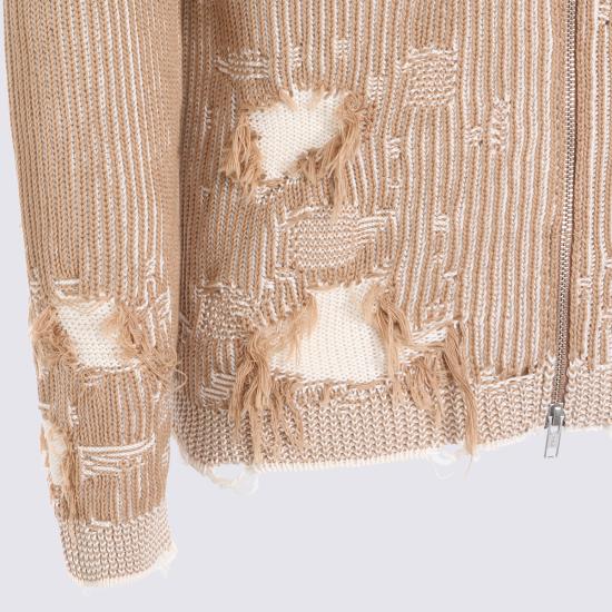 26SS MM6 메종마르지엘라 리브드 니트 카디건 SH0AM0077 M13214961 CAMEL CHALK - MM6 MAISON MARGIELA