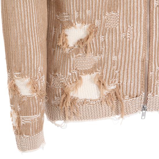 26SS MM6 메종마르지엘라 리브드 니트 카디건 SH0AM0077 M13214961 CAMEL CHALK - MM6 MAISON MARGIELA