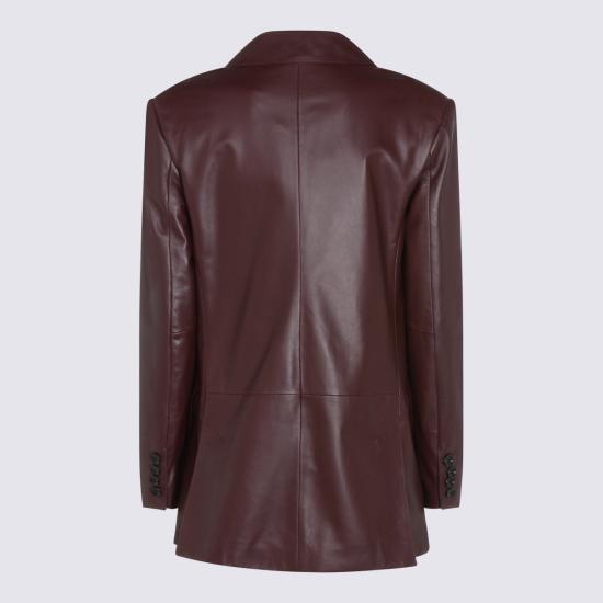 25FW 막스마라 더블 브레스트 노치 라펠 가죽 재킷 2521446012600 45023002 CILIEGIA - MAX MARA
