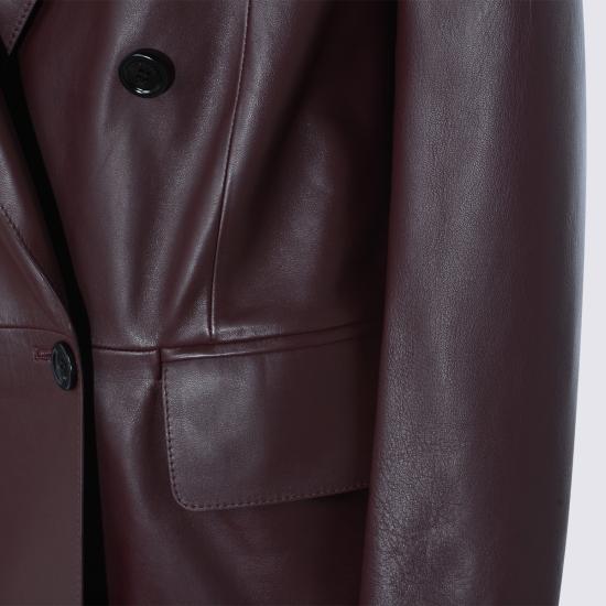 25FW 막스마라 더블 브레스트 노치 라펠 가죽 재킷 2521446012600 45023002 CILIEGIA - MAX MARA