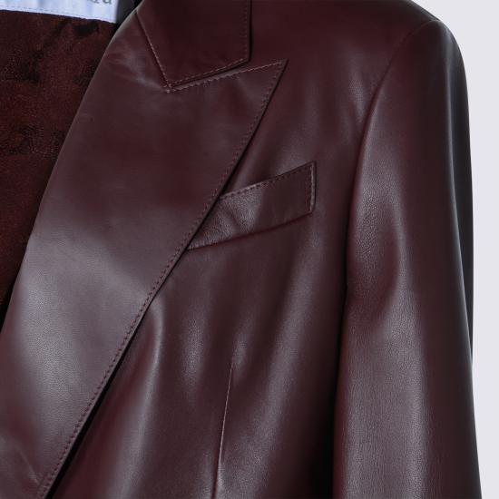 25FW 막스마라 더블 브레스트 노치 라펠 가죽 재킷 2521446012600 45023002 CILIEGIA - MAX MARA