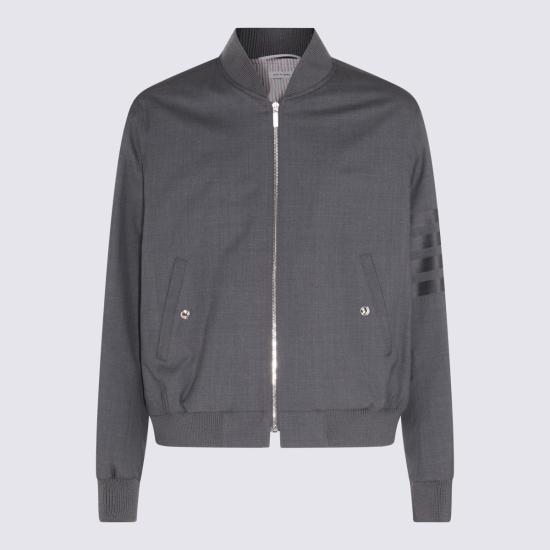 25FW 톰브라운 플레인 위브 4바 니트 립 블루종 MJO030A 06146025 Dark grey - THOM BROWNE