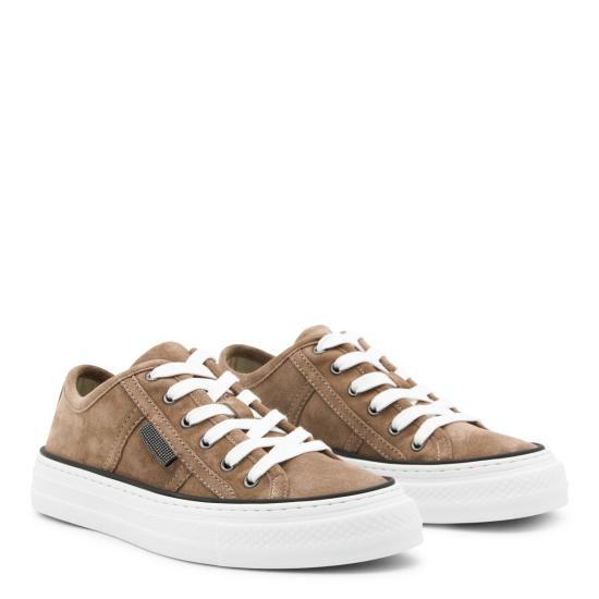 26SS 브루넬로 쿠치넬리 샤이니 탭 스웨이드 스니커즈 MZSFG3221 C8849 SHORE - BRUNELLO CUCINELLI