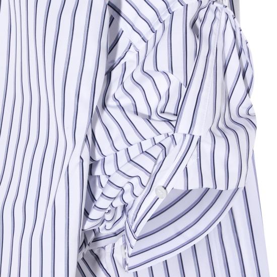 26SS 발렌시아가 턱드 슬리브 셔츠 857833 TTM339086 WHITE BLUE - BALENCIAGA