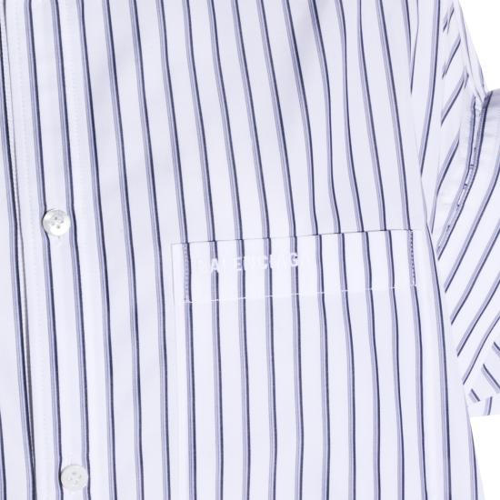 26SS 발렌시아가 턱드 슬리브 셔츠 857833 TTM339086 WHITE BLUE - BALENCIAGA