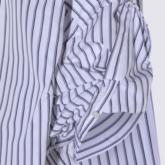 26SS 발렌시아가 턱드 슬리브 셔츠 857833 TTM339086 WHITE BLUE - BALENCIAGA